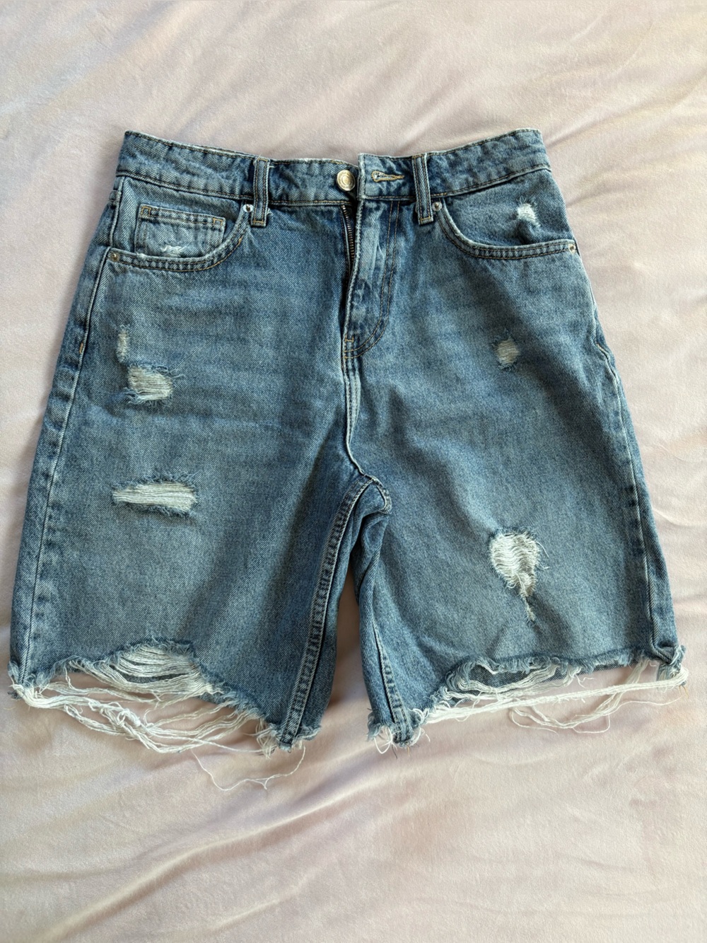 Distressed High-Waist Women's Denim Shorts